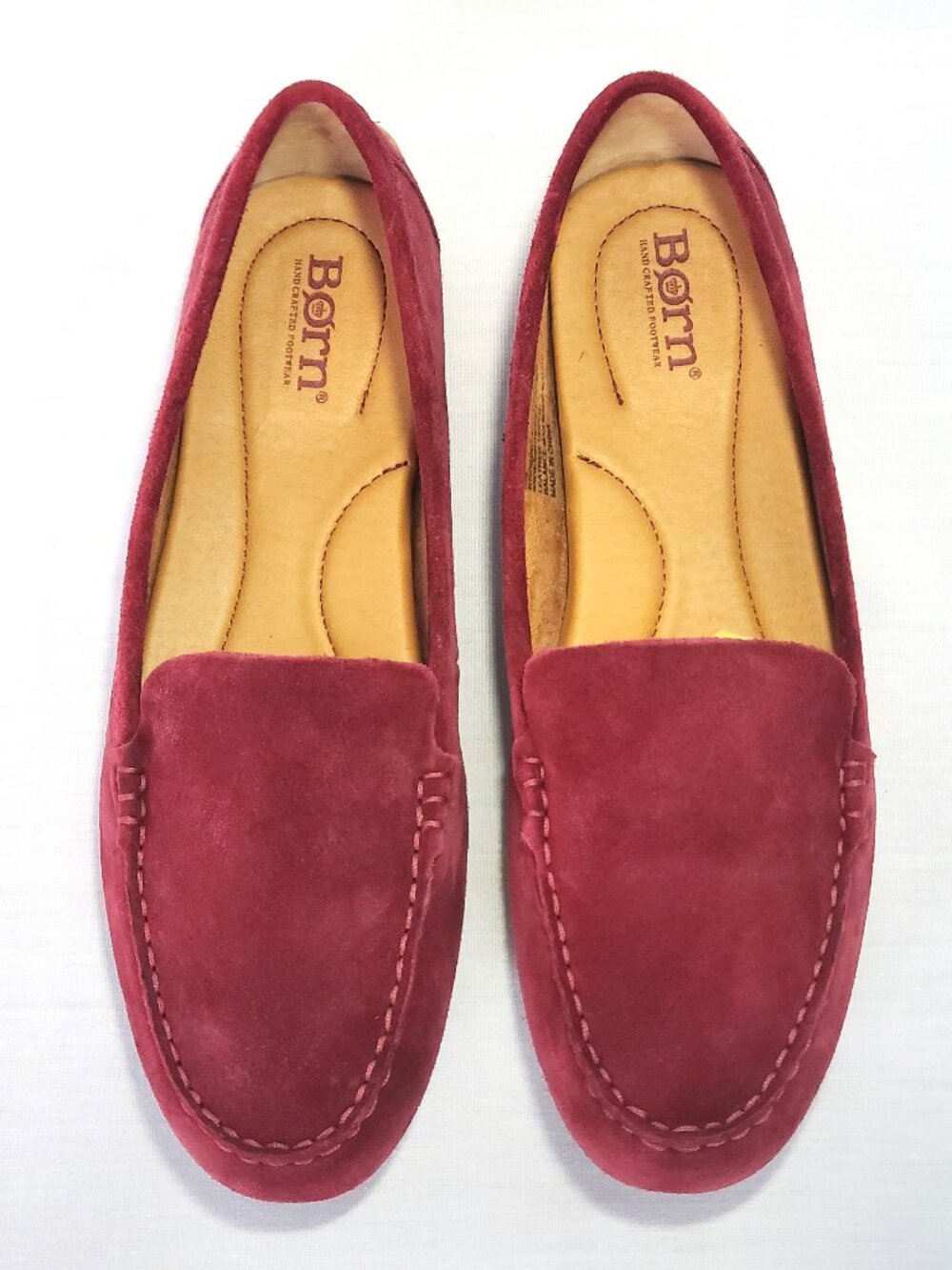 NWOB Børn Burgundy Suede Driving Loafers / Moccasins - US Women's Size 8M